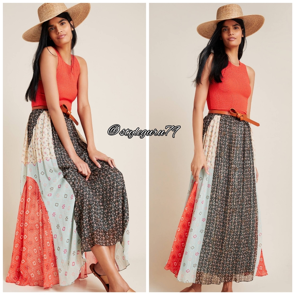 NWT, Anthropologie, Margot Pleated Maxi Skirt